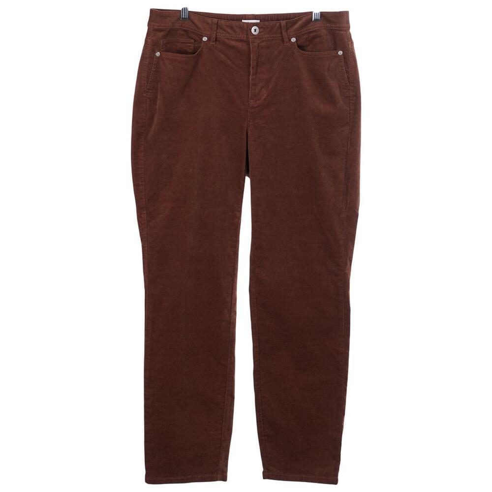 J. Jill Pants 16 Brown Corduroy Cotton Blend Stretch Pockets Casual